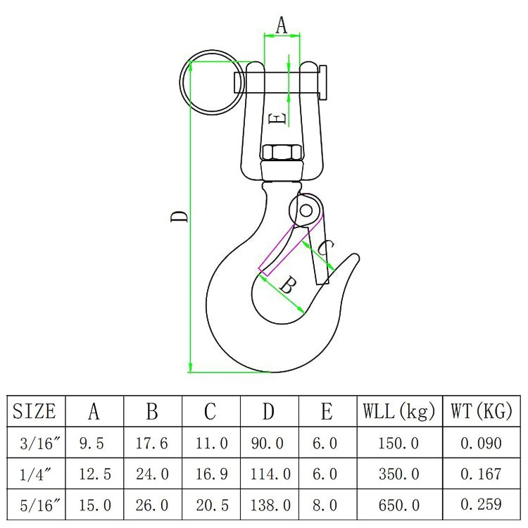 304 Stainless Steel Rotatable Fork Hoist Chain Lifting Cargo Hook