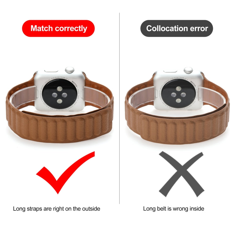 Magnetic Two-color Loop Slim Leather Watch Band For Apple Watch Series, Series 1