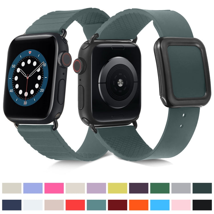 Black Square Buckle Silicone Watch Band For Apple Watch Series, Series 1