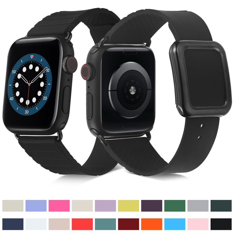 Black Square Buckle Silicone Watch Band For Apple Watch Series, Series 2