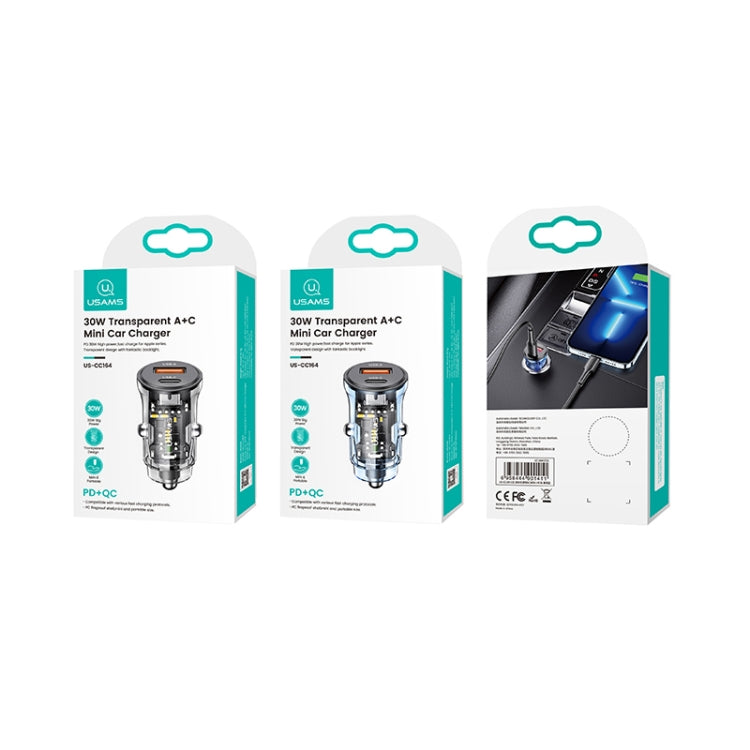 USAMS US-CC164 C32 30W Transparent Dual Port Mini Car Charger ÎҵÄÉ̵ê