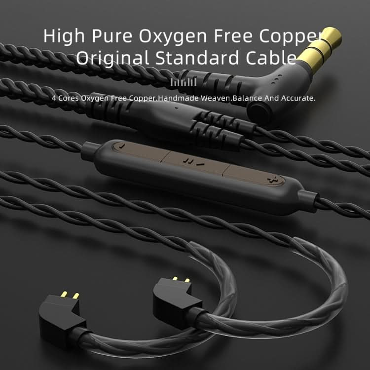 CVJ V2 1.25m Oxygen-free Copper Original 3.5mm Elbow Earphone Cable