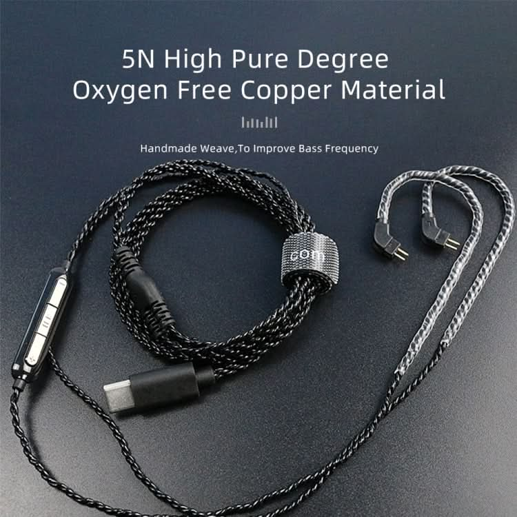 CVJ V6.TC 1.25m Type-C Digital Decoding Oxygen-free Copper Earphone Cable