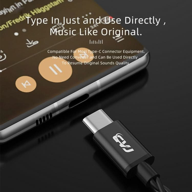 CVJ V6.TC 1.25m Type-C Digital Decoding Oxygen-free Copper Earphone Cable