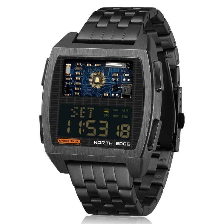 NORTH EDGE CyberTank Stainless Steel Strap Multifunctional Electronic Watch Reluova