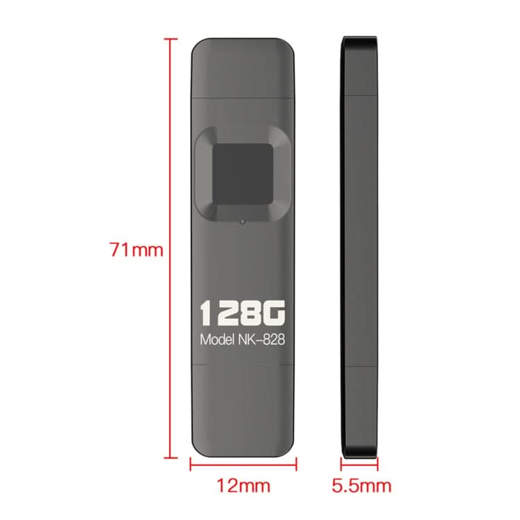 NK-828 8 Pin + Mirco USB 2 in 1 Zinc Alloy U Disk with Fingerprint Unlock