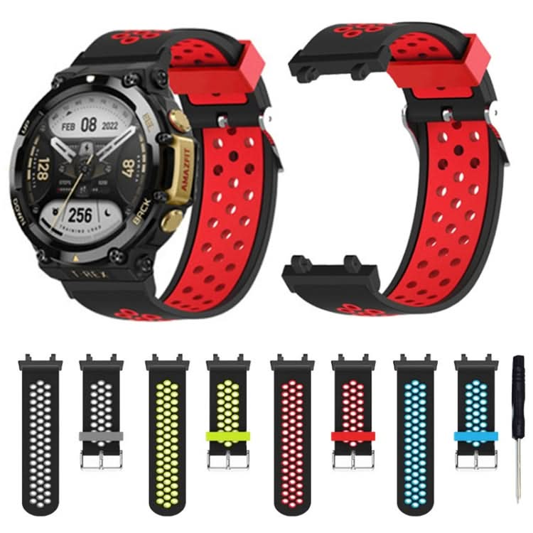 3-Row Holes Two-color Silicone Watch Band