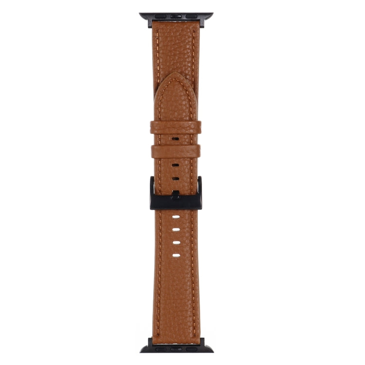 Litchi Texture Leather Watch Band For Apple Watch Series