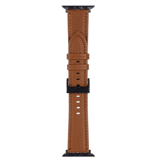 Litchi Texture Leather Watch Band For Apple Watch Series