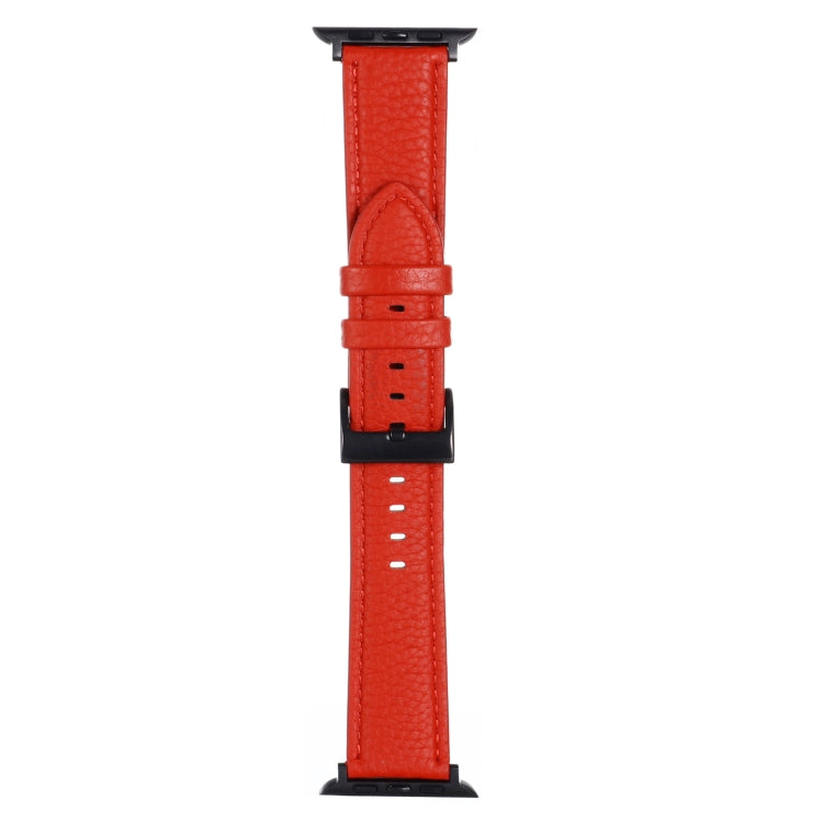 Litchi Texture Leather Watch Band For Apple Watch Series