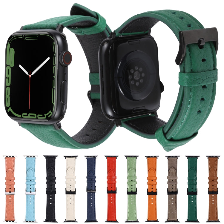 Litchi Texture Leather Watch Band For Apple Watch Series