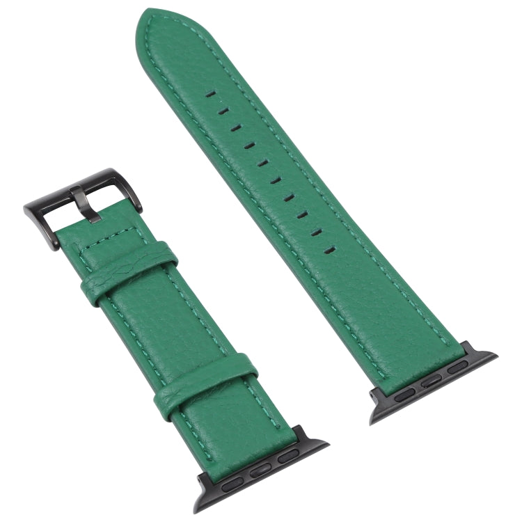 Litchi Texture Leather Watch Band For Apple Watch Series