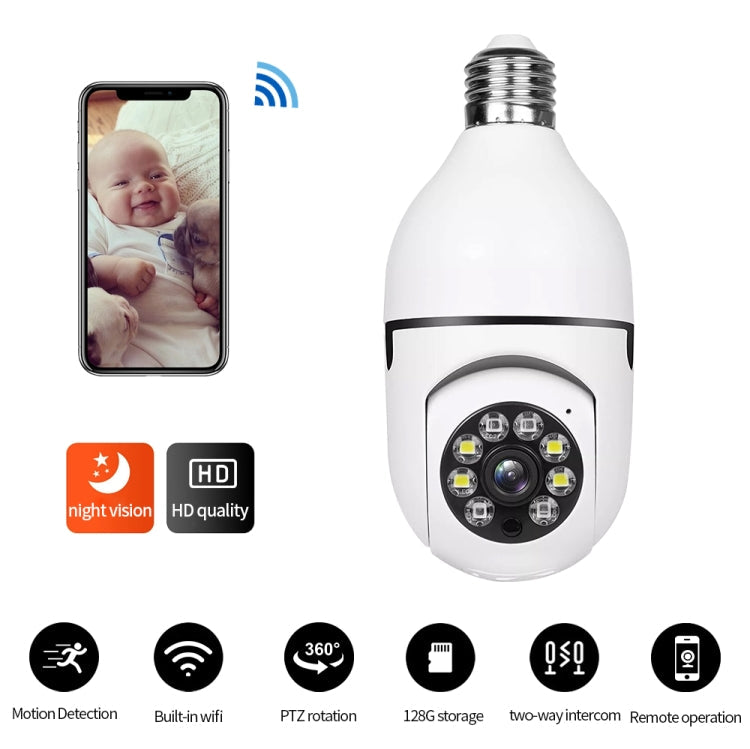 A6 2MP HD Light Bulb WiFi Camera Support Motion Detection/Two-way Audio/Night Vision/TF Card-Reluova