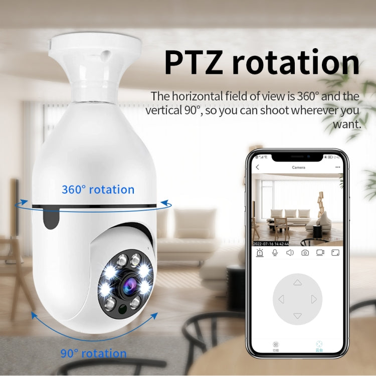 A6 2MP HD Light Bulb WiFi Camera Support Motion Detection/Two-way Audio/Night Vision/TF Card