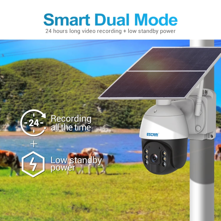 ESCAM QF724 3MP 24h Recording Cloud Storage PT 4G PIR Alarm IP Camera with Solar Panel