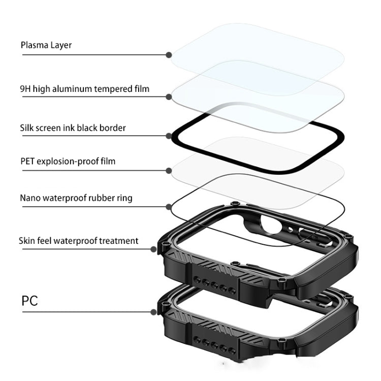 Screen Tempered Glass Film Armor Waterproof Watch Case