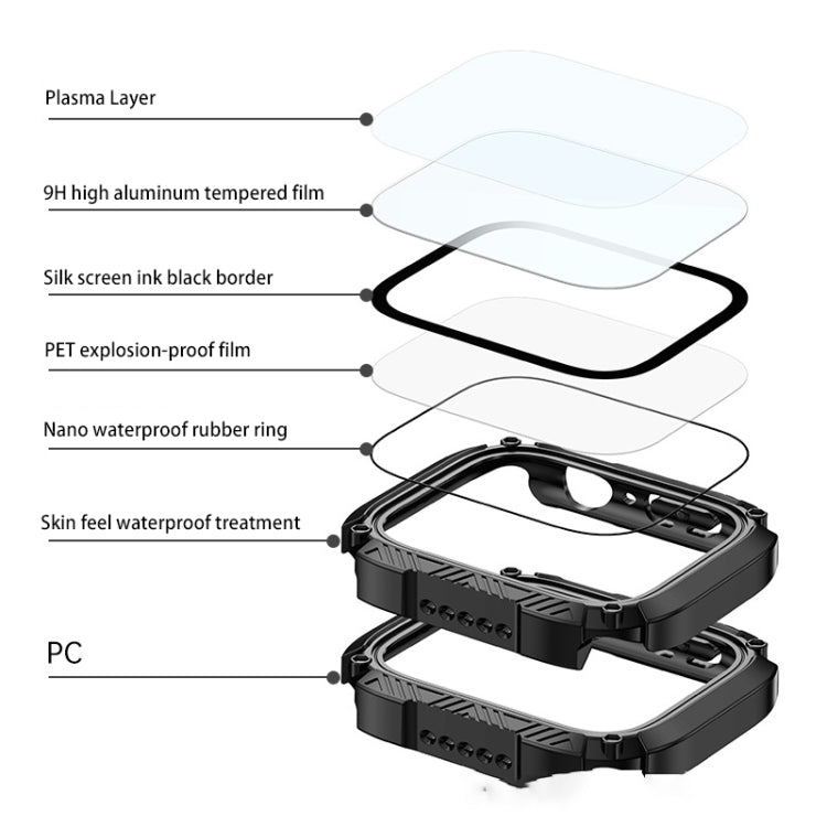 Screen Tempered Glass Film Armor Waterproof Watch Case