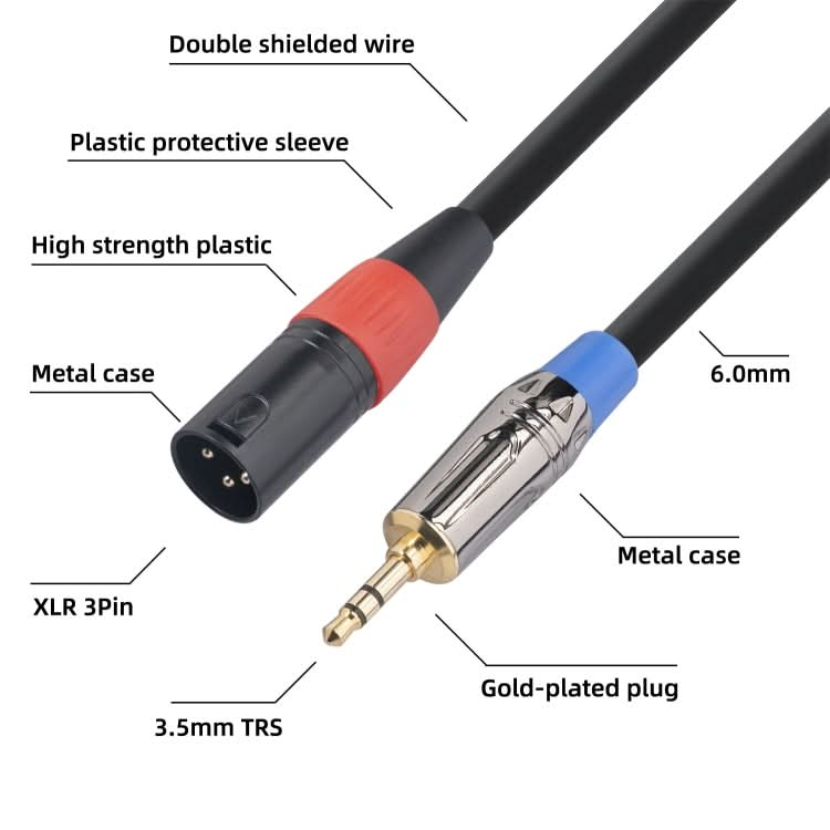 TC194BUXK108-03 3.5mm TRS Male to XLR 3pin Male Microphone Audio Cable, Length: 30cm My Store