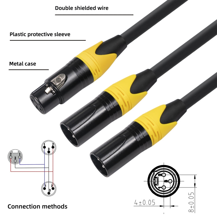 XK303MMF-10  3pin XLR Female to Dual XLR  Male Audio Cable, Length: 1m My Store