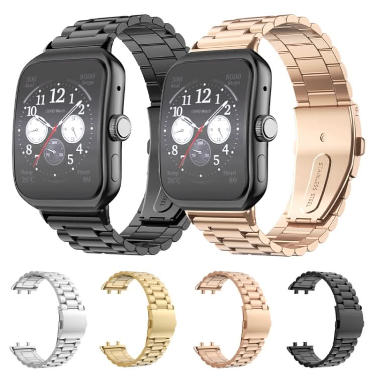 Three-bead Flat Buckle Stainless Steel Watch Band