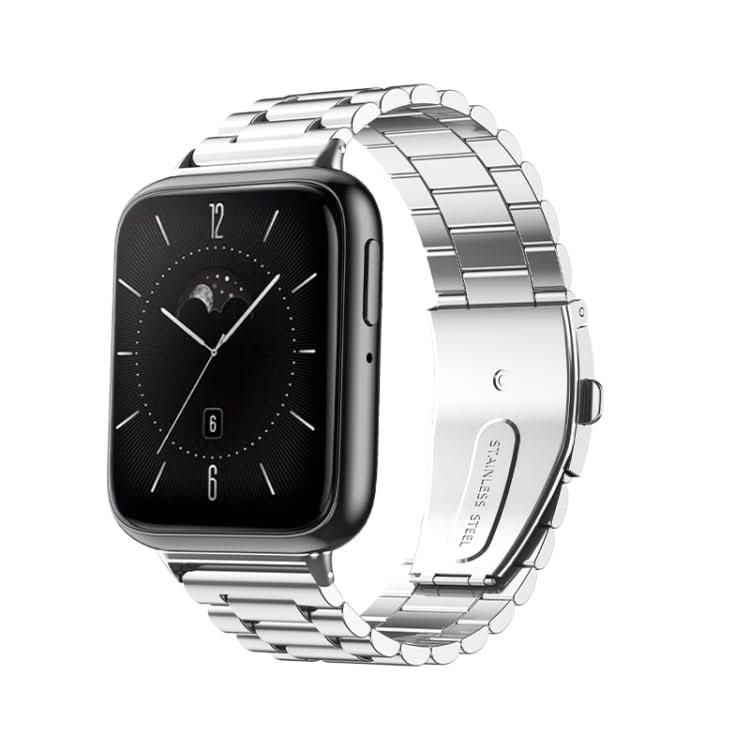 Three-bead Flat Buckle Stainless Steel Watch Band