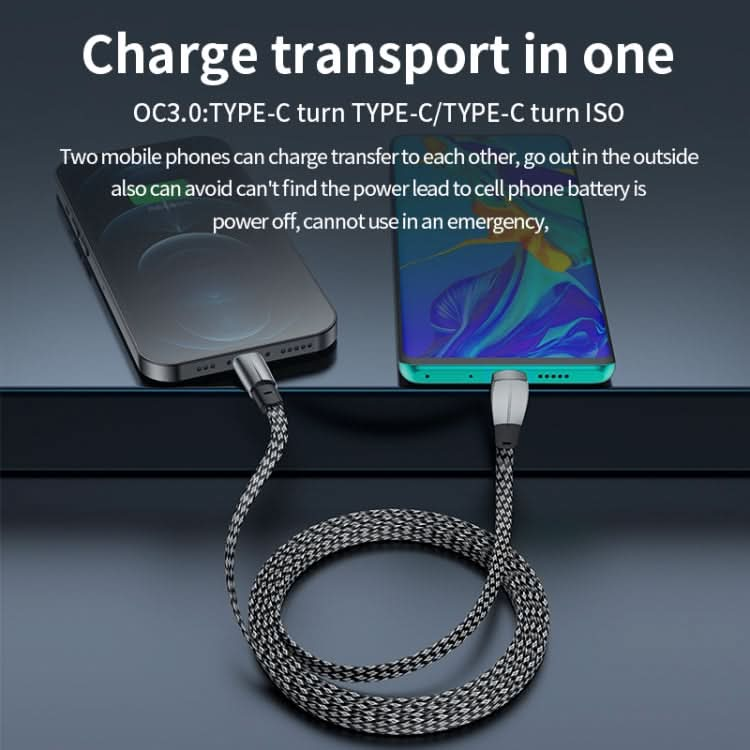 3A USB-C/Type-C to 8 Pin Elbow Fast Charge Data Cable