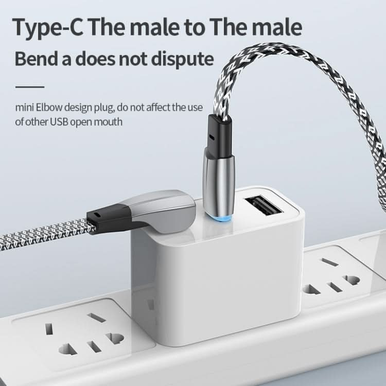 3A USB-C/Type-C to 8 Pin Elbow Fast Charge Data Cable