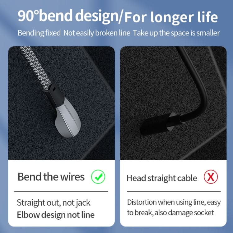 3A USB-C/Type-C to 8 Pin Elbow Fast Charge Data Cable