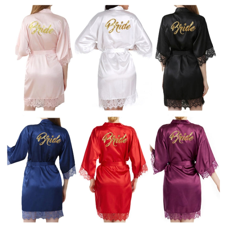 Women Bride Gold Lettering Lace Edge Nightgown