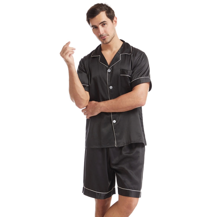 Summer Men Lapel Solid Color Short Pajamas Set My Store