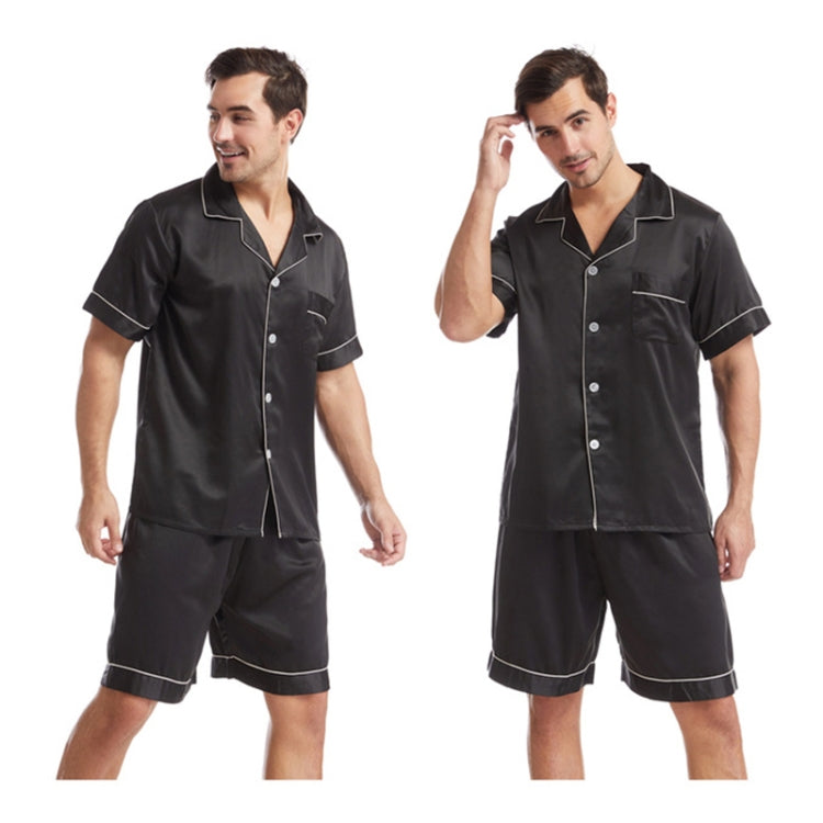 Summer Men Lapel Solid Color Short Pajamas Set My Store