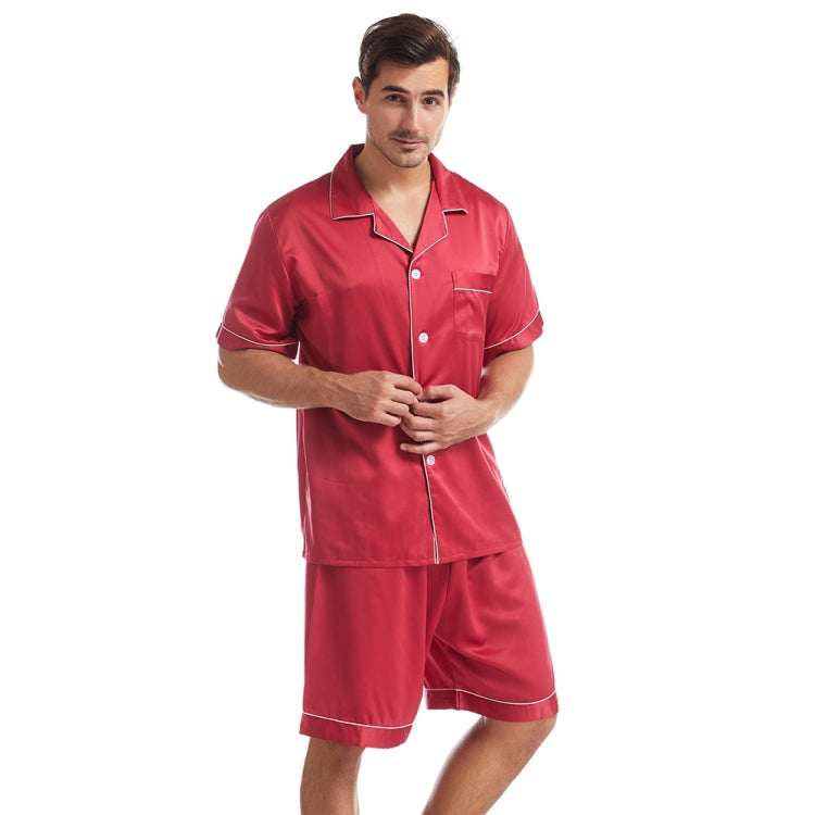 Summer Men Lapel Solid Color Short Pajamas Set My Store