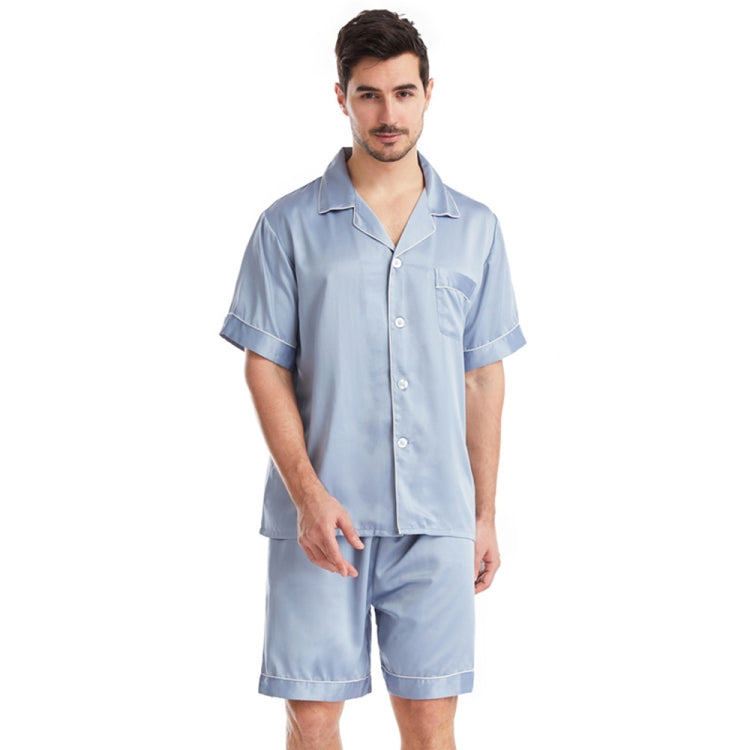 Summer Men Lapel Solid Color Short Pajamas Set My Store