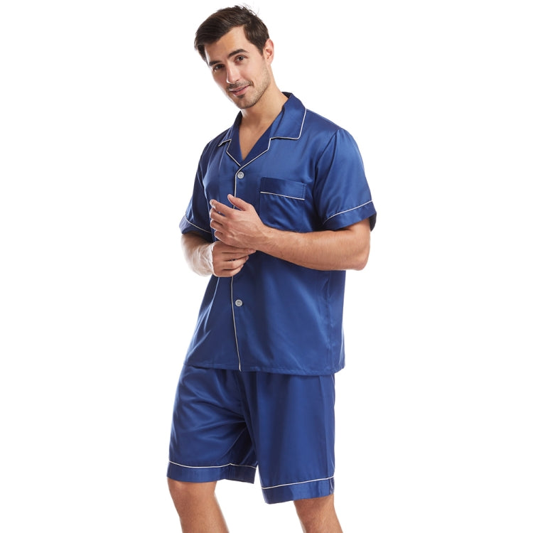 Summer Men Lapel Solid Color Short Pajamas Set My Store