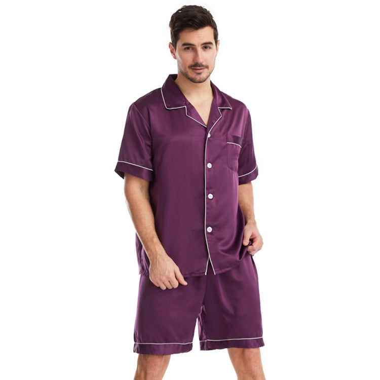 Summer Men Lapel Solid Color Short Pajamas Set My Store