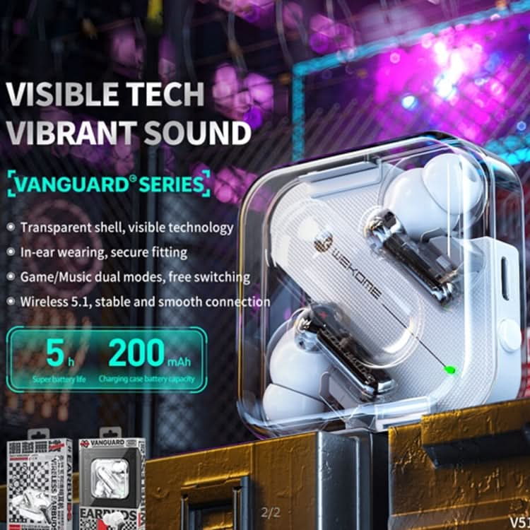 WEKOME V51 Vanguard Series Transparent Wireless Bluetooth Earphone