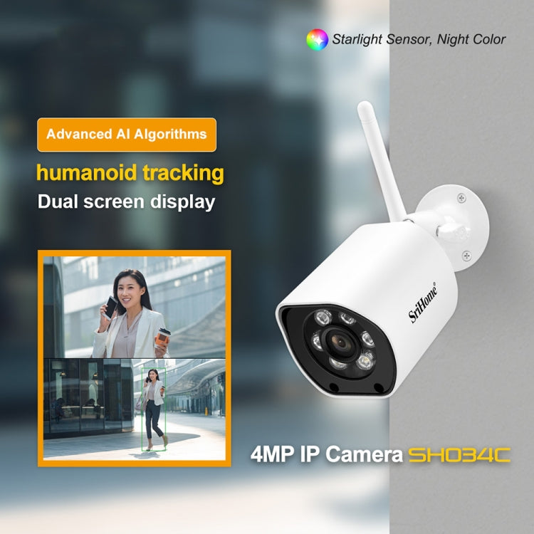 SriHome SH034C 4.0MP AI Humanoid Tracking WiFi Outdoor Surveillance Camera Reluova