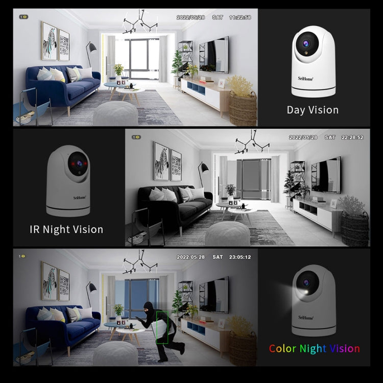 SriHome SH042 2.0MP 1080P HD AI WiFi Pan-tilt Surveillance Camera Reluova