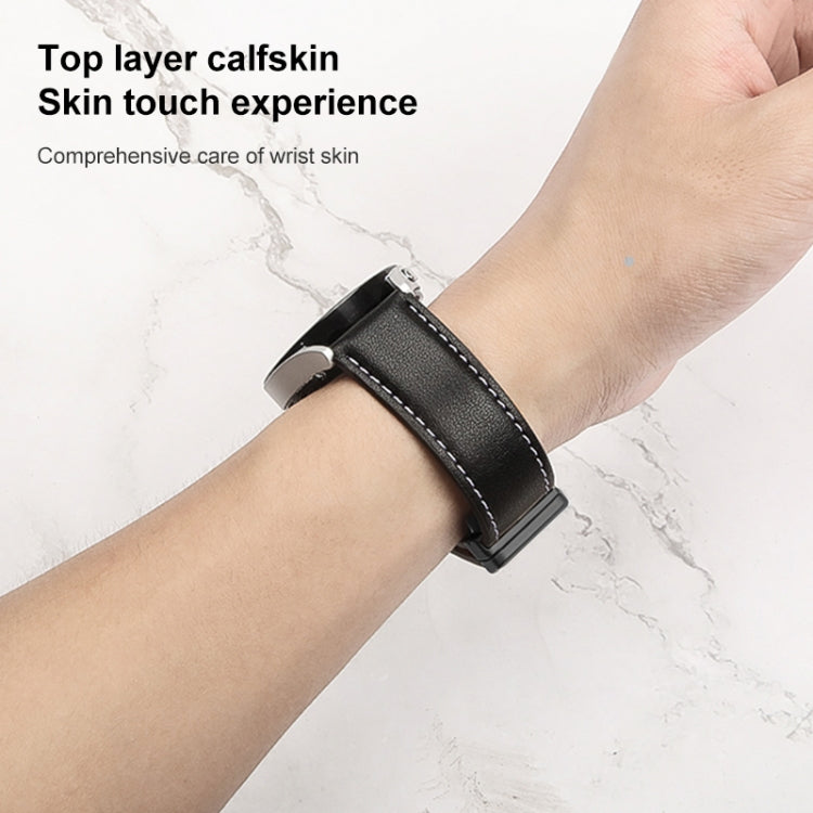 For Samsung Galaxy Watch5 40mm / 44mm Plain Weave Genuine Leather Watch Band