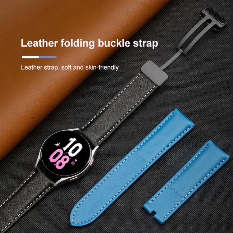 For Samsung Galaxy Watch5 40mm / 44mm Plain Weave Genuine Leather Watch Band