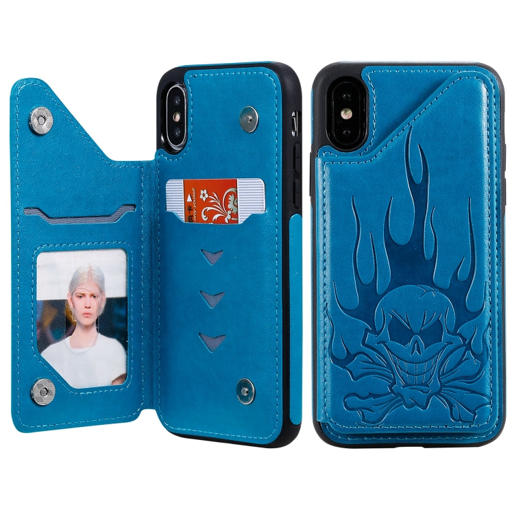 Skull Head Embossing Pattern Shockproof Protective Case with Holder & Card Slots & Wallet, Series 4