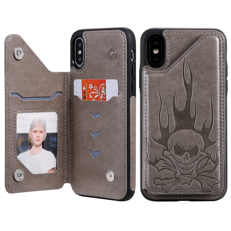 Skull Head Embossing Pattern Shockproof Protective Case with Holder & Card Slots & Wallet, Series 4