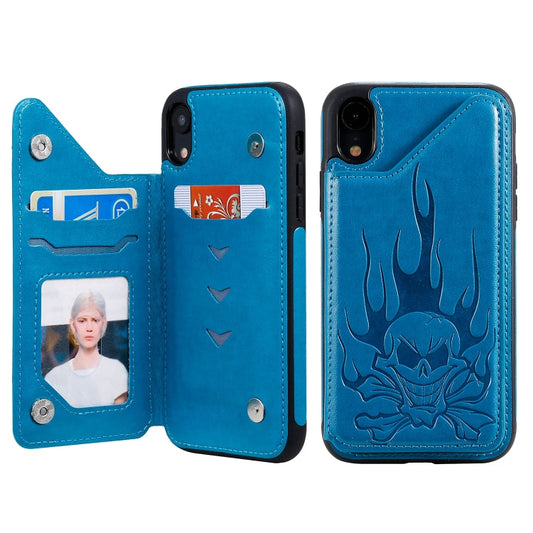 Skull Head Embossing Pattern Shockproof Protective Case with Holder & Card Slots & Wallet, Series 1