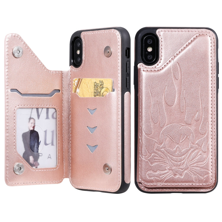 Skull Head Embossing Pattern Shockproof Protective Case with Holder & Card Slots & Wallet, Series 4