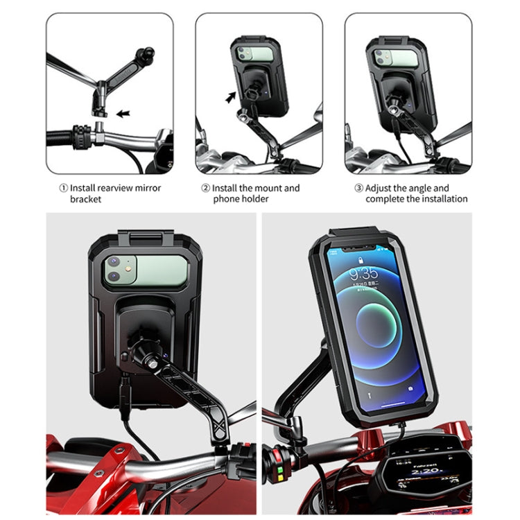 Motorcycle / Bicycle Rearview Mirror Wireless Charging Waterproof Box Mobile Phone Holder ÎҵÄÉ̵ê