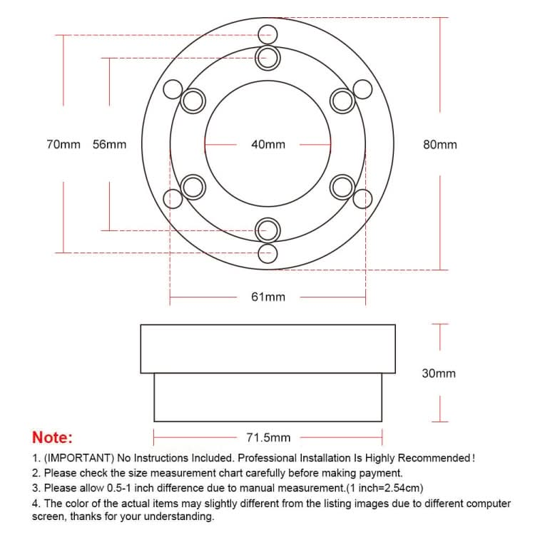 For Logitech G29 G920 G923 70mm Gaming Steering Wheel Adapter Reluova