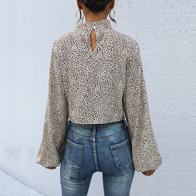 Crop Top Long Sleeve Pullover Turtleneck Leopard Shirt