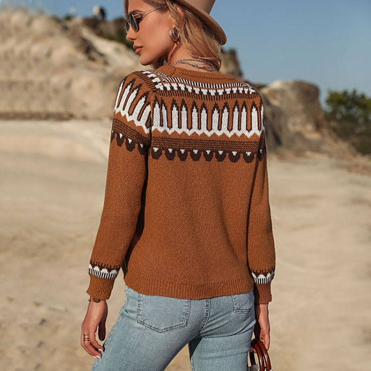 Fall Winter Women Knitted Long Sleeve Sweater Pullover