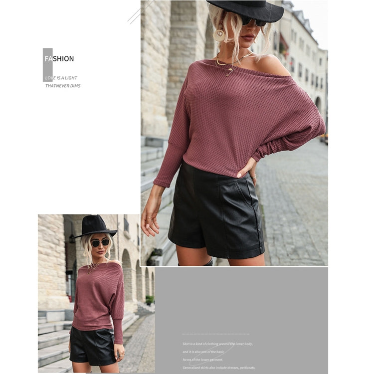 Solid Color Long Sleeve Off-Shoulder Trendy Casual Knitwear Blouse