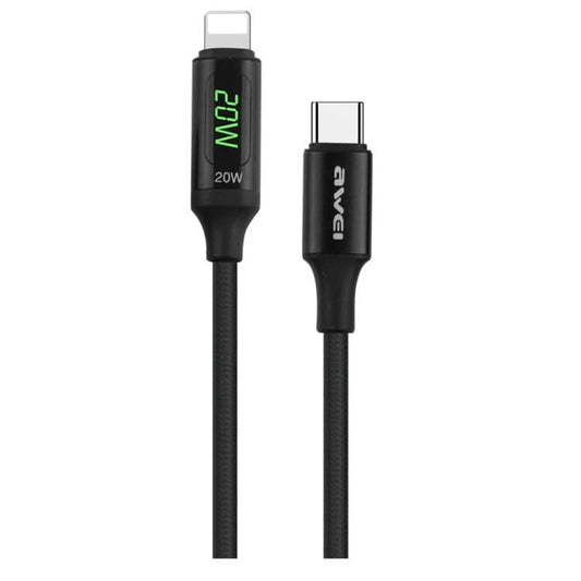 awei CL-123L 1m USB-C / Type-C to 8Pin Digital Display Data Fast Charging Cable